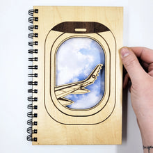Load image into Gallery viewer, Plane Window Wood Journal with Lined Paper