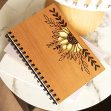 Load image into Gallery viewer, Sunflower Wood Journal with Lined Paper