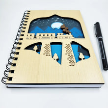 Load image into Gallery viewer, Magical Train Ride Wood Journal with Lined Paper
