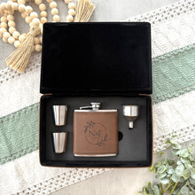Load image into Gallery viewer, Personalized 6 oz. Faux Leather Flask Gift Set