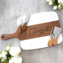 Load image into Gallery viewer, Acacia and Marble Serving Set