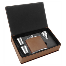 Load image into Gallery viewer, Personalized 6 oz. Faux Leather Flask Gift Set