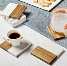 Load image into Gallery viewer, Personalized Acacia and Marble Coaster Set