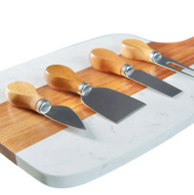 Load image into Gallery viewer, Acacia and Marble Serving Set