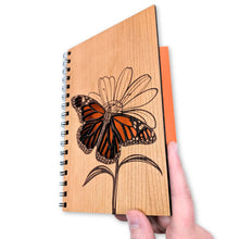 Load image into Gallery viewer, Monarch Butterfly Wood Journal with Lined Paper