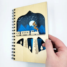 Load image into Gallery viewer, Magical Train Ride Wood Journal with Lined Paper