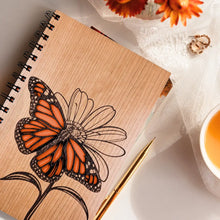 Load image into Gallery viewer, Monarch Butterfly Wood Journal with Lined Paper