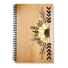 Load image into Gallery viewer, Sunflower Wood Journal with Lined Paper