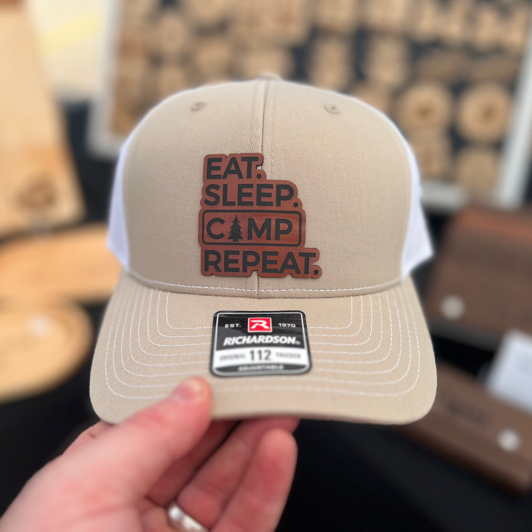 Eat. Sleep. Camp. Repeat. - Richardson 112 Trucker Hat