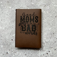 Load image into Gallery viewer, Faux Leather SLIM CAN Beverage Holders - Good Moms Say Bad Words
