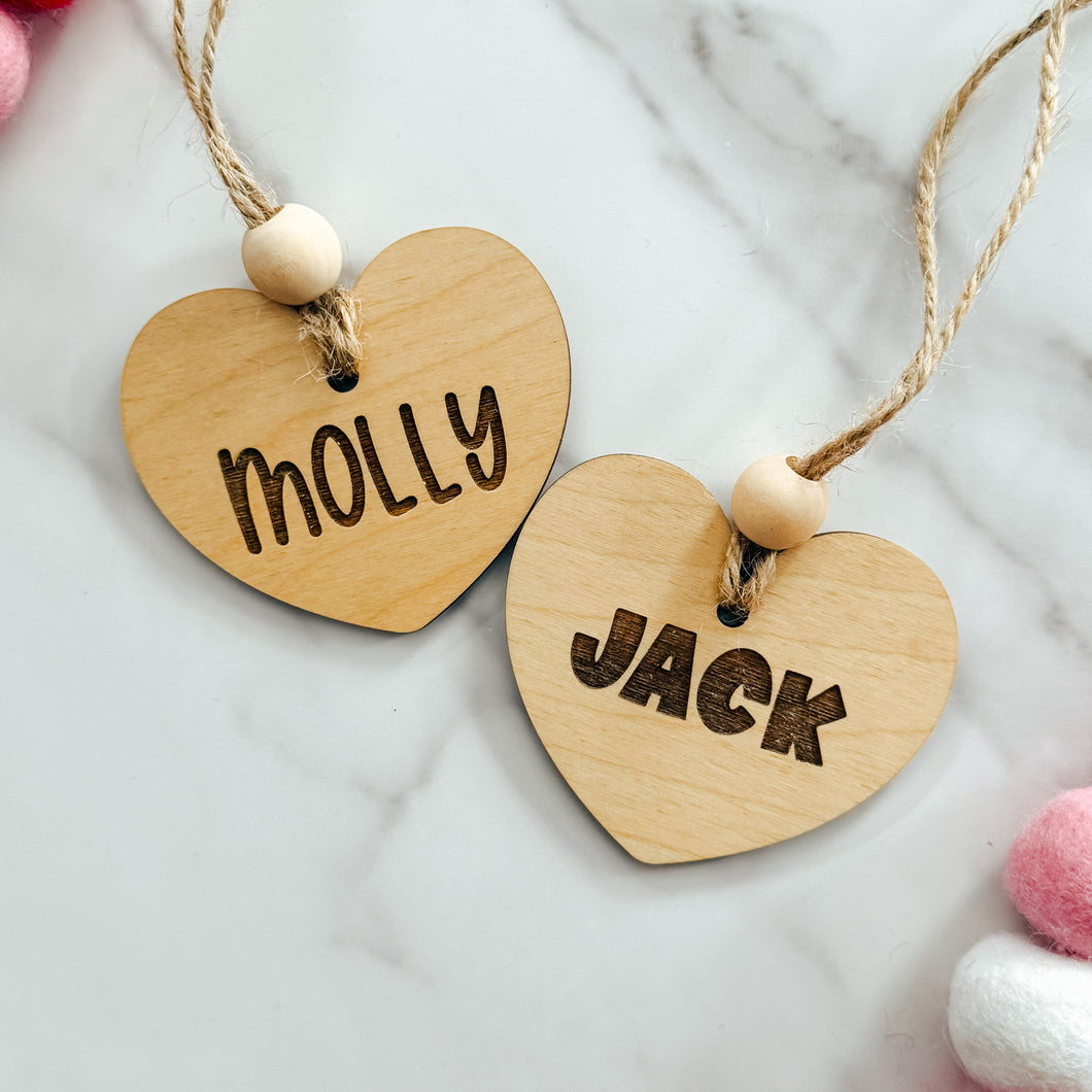 Heart Shaped Valentine's Day Gift/Basket Name Tag