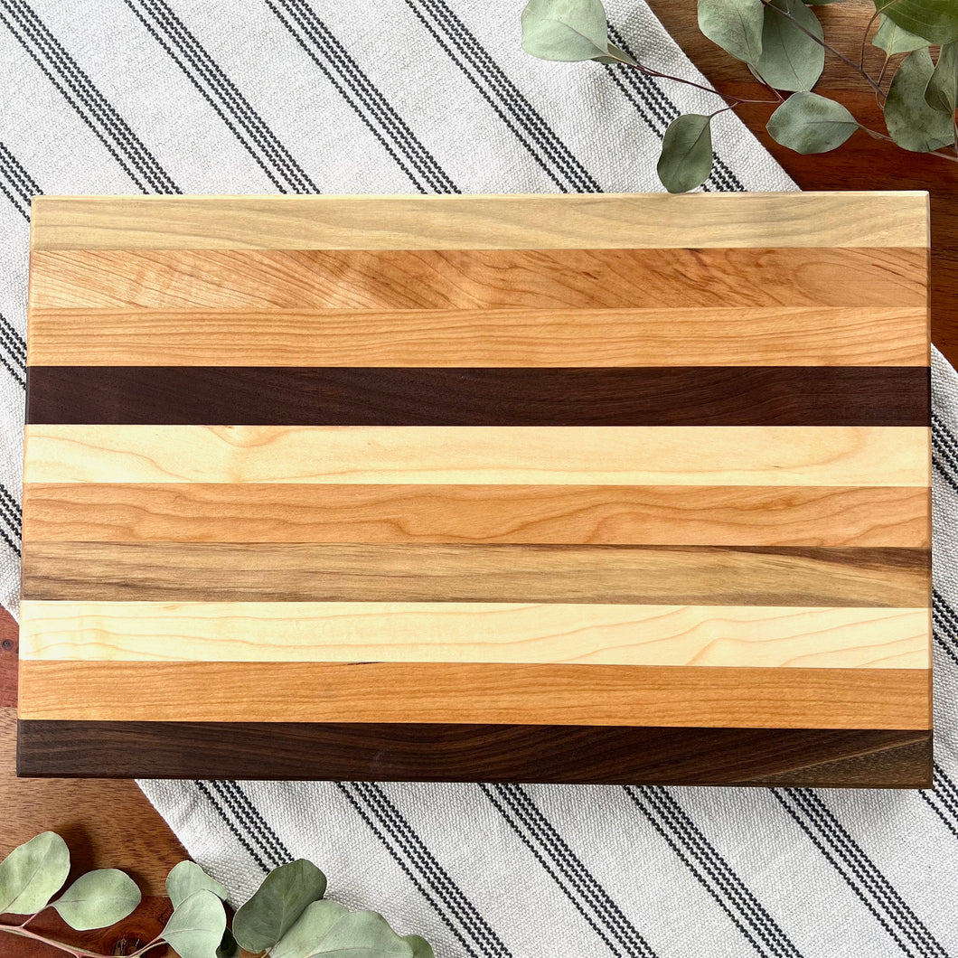Maple + Walnut + Cherry Thick Strips Cutting Board