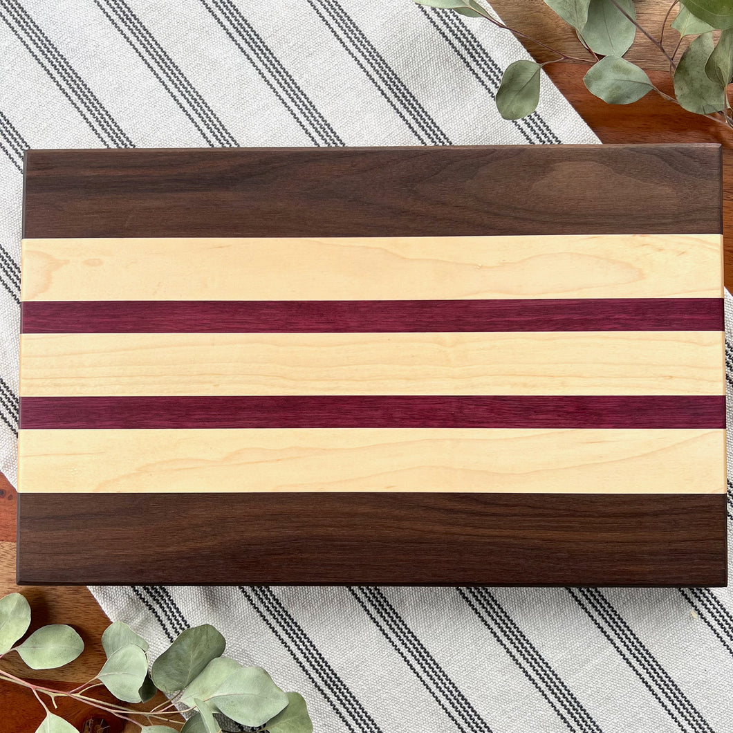Walnut + Maple + Purpleheart Cutting Board