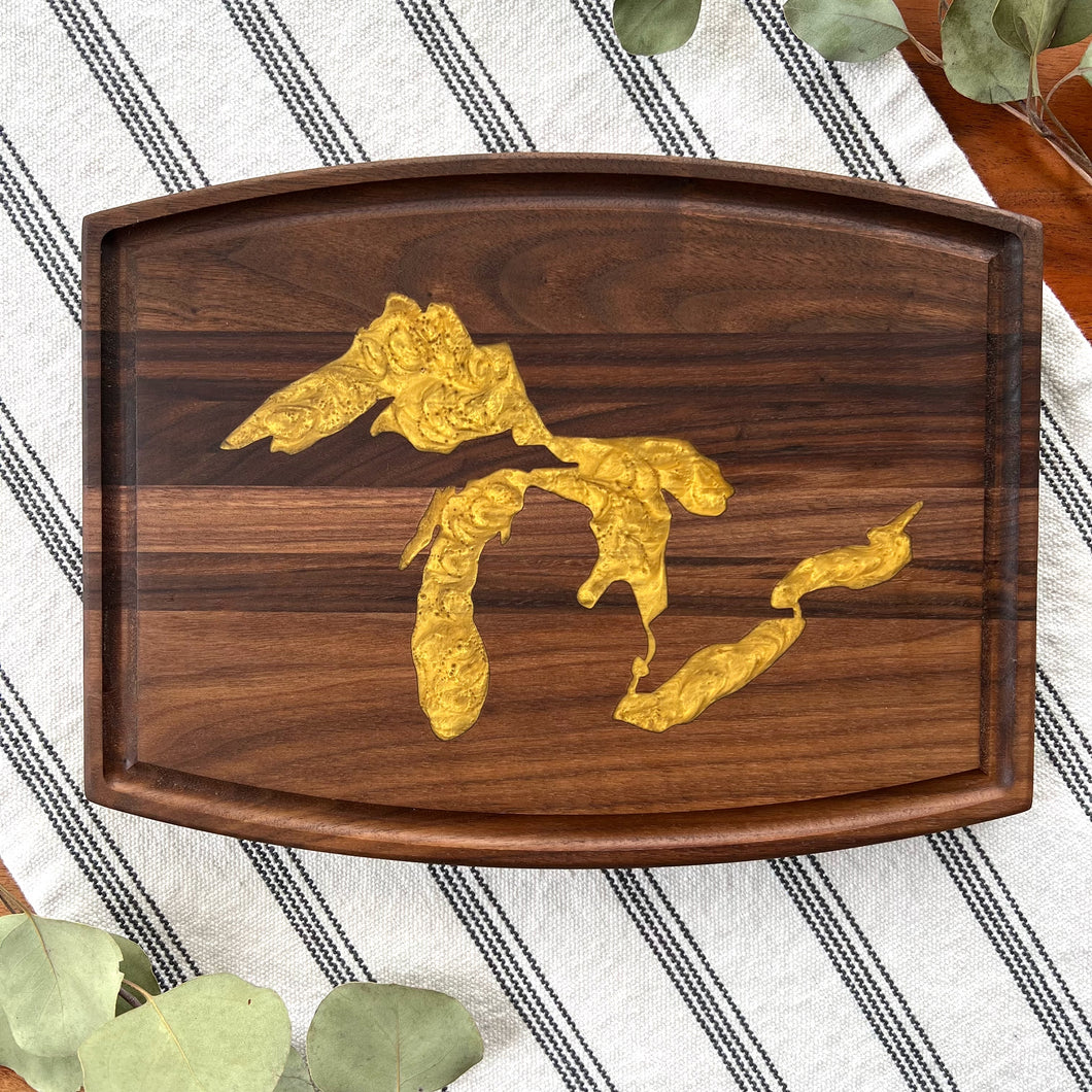 Walnut Arched Cutting Board - Gold Great Lakes