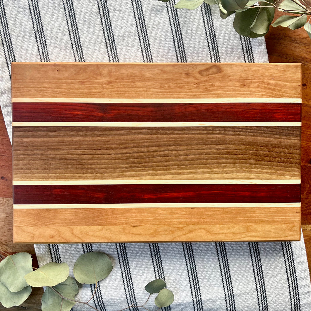 Walnut + Maple + Cherry + African Padauk Cutting Board