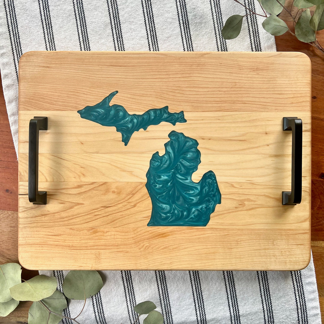 Maple Michigan Serving Platter, Medium Blue