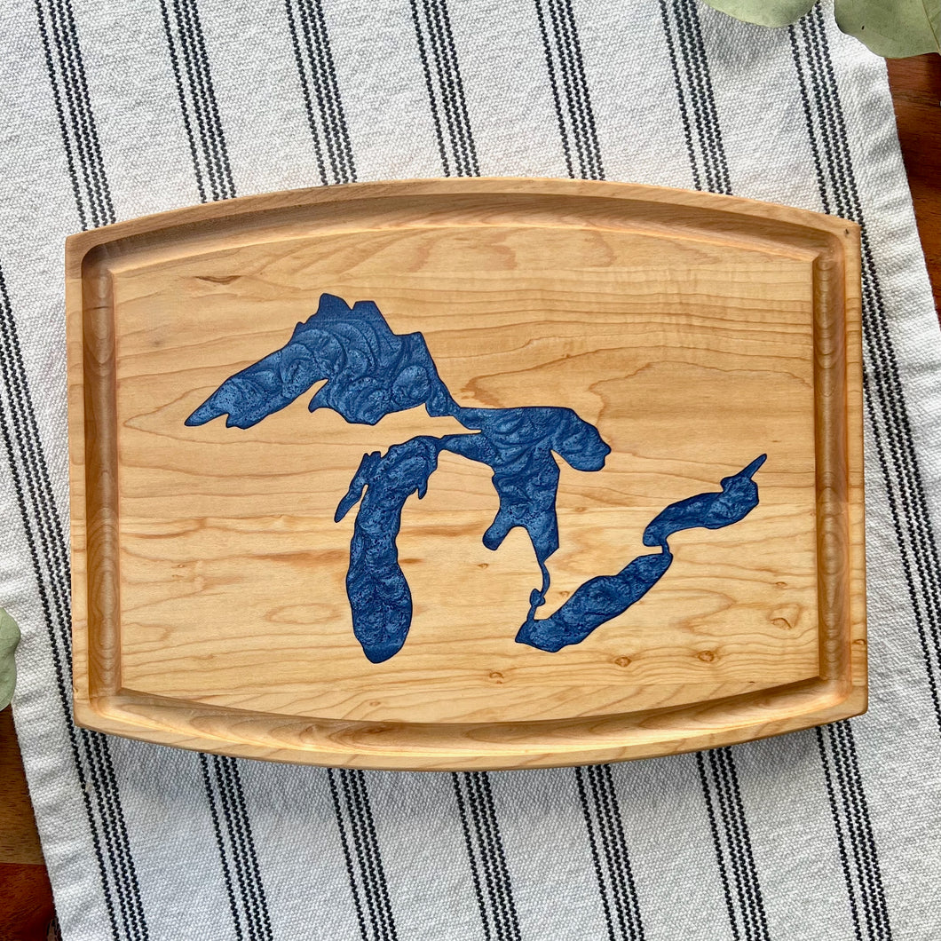 Maple Arched Cutting Board - Light Blue Great Lakes