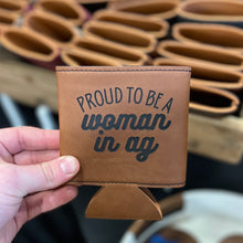 Load image into Gallery viewer, Faux Leather Beverage Holders - Proud to be a Woman in Ag
