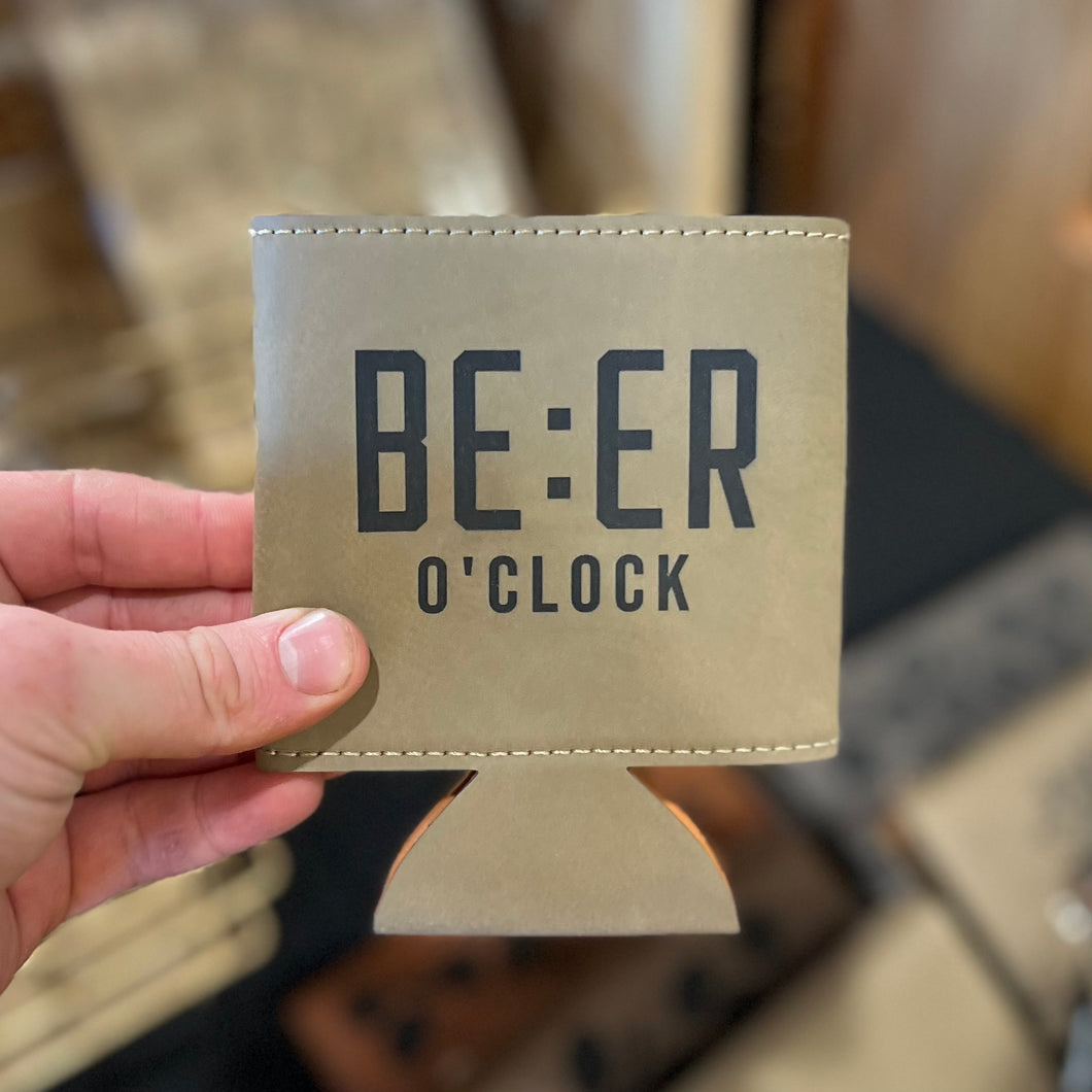 Faux Leather Beverage Holders - Beer O'Clock
