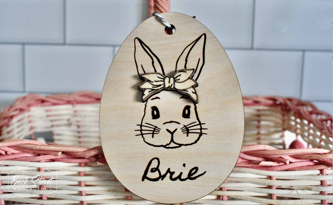 Personalized Hipster Easter Bunny Basket Tag